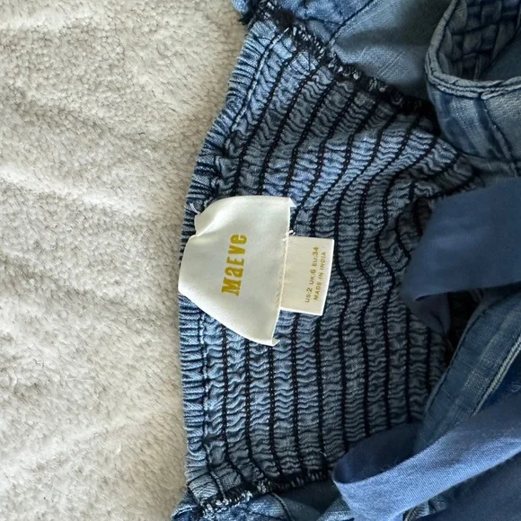 Maeve by Anthropologie Braided Cropped Denim Halter Top SZ2 - Picture 3 of 5